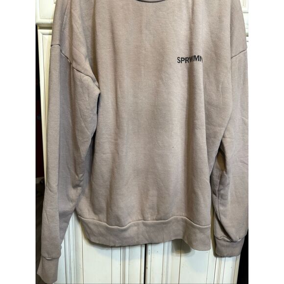 SPRWMN Women's Crew Neck Long Sleeve Fleece Lined Pullover Sweatshirt Tan XL - Picture 2 of 10